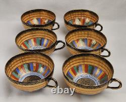 Thousand Faces Tea Set Japan 24 Pcs. Teapot Sugar Creamer Cup Saucer Dessert VTG