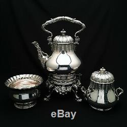 Tiffany & Co. 3pc. Kettle Tea Set by Grosjean & Woodward Sterling Silver ca 1854