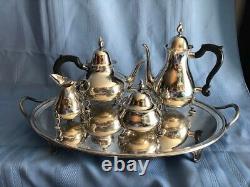 Tiffany Sterling Tea Set With Tray, Coffee Pot, Teapot, Sugar & Creamer