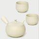Tokoname Ware Japanese Tea Pot 250cc Tosen White Tea Utensils Set Handmade Japan