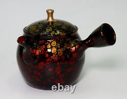 Tokoname ware teapot and 2 cup set boxed in wood, Shoryu Tenmoku made in Japan