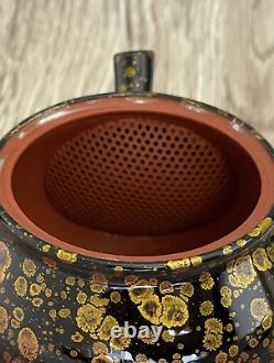 Tokoname ware teapot and 2 cup set boxed in wood, Shoryu Tenmoku made in Japan