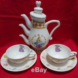 Tokyo Disneyland Alice in Wonderland Teapot & 2 teacups & saucer & cutlery set