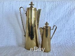Tommi Parzinger Brass Coffee Pot and Creamer for Dorlyn Silversmiths Rare Form