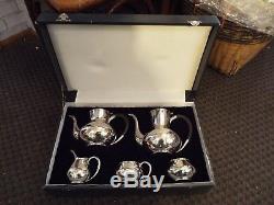 Toshikazu Miyata 950 Japanese Sterling Silver Teapot Tea Set 2185 Grams Nr