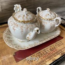 Tressemanes&Vogt -T&V France TRV73 J H Law Taupe Rose 1890-1899 Tea Set