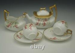 Tressemann Vogt Limoges Tea Set Teapot Creamer 2 Cups Hollyberry Small