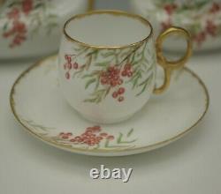 Tressemann Vogt Limoges Tea Set Teapot Creamer 2 Cups Hollyberry Small