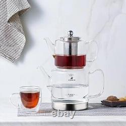 Turkish Glass Double Teapot Tea Kettle and Teapot Set, 33 oz Tea Pot & 66 oz