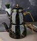 Turkish Tea Pot Set, Turkish Samovar Tea Maker, Tea Kettle, Enamel Teapot