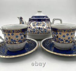 Turkish Tea Set With Saucers Chinese Teaware Set Blue Porcelain Teapot With Cups