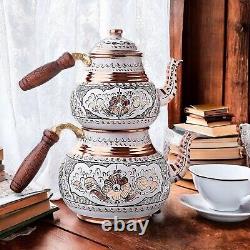 Turkishandmade Handengraved Copper Teapot Tea Pot Set Semaver Unique Dhl Express