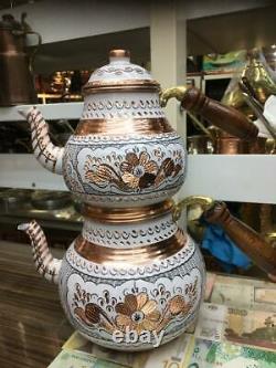 Turkishandmade Handengraved Copper Teapot Tea Pot Set Semaver Unique Dhl Express