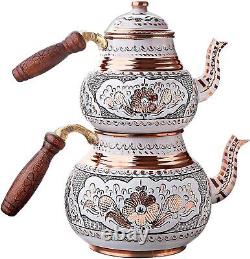 Turkishandmade Handengraved Copper Teapot Tea Pot Set Semaver Unique Dhl Express