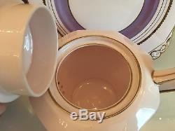 Tuscan Art Deco Purple Gold English Bone China Tea Set Coffee Pot Hot Water Jug