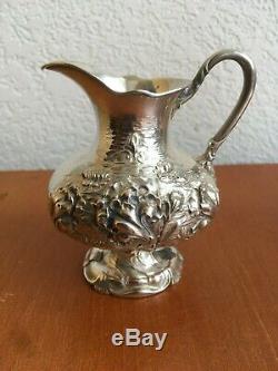 Unger Brothers Sterling Silver Coffee / Tea Pot, Sugar Bowl & Creamer Set