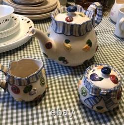 Unique Fitz and Floyd Hand Painted Tea Pot Set -1994 Full Set