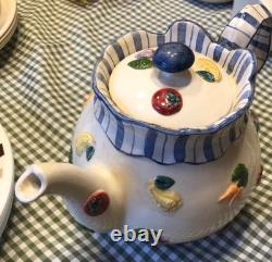 Unique Fitz and Floyd Hand Painted Tea Pot Set -1994 Full Set