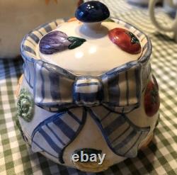 Unique Fitz and Floyd Hand Painted Tea Pot Set -1994 Full Set