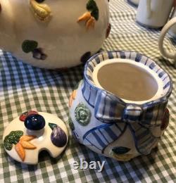 Unique Fitz and Floyd Hand Painted Tea Pot Set -1994 Full Set
