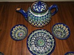 Uzbek ceramic Teapot/ Tea Set. Made In Uzbekistan
