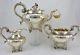 Victorian John Edward 1839s England Hallmark Sterling Silver Embossed Teapot Set