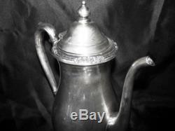 VINTAGE 1940 INTERNATIONAL CAMILLE SILVER SUGAR CREAMER TRAY TEA COFFEE POT SET