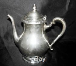 VINTAGE 1940 INTERNATIONAL CAMILLE SILVER SUGAR CREAMER TRAY TEA COFFEE POT SET