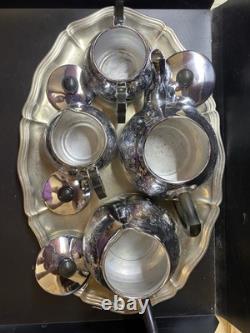 VINTAGE Coffee/Tea Set Of TRAY & 4 Pc Tea/coffee/Milk Pots, Sugar Bowl USSR Set