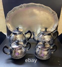 VINTAGE Coffee/Tea Set Of TRAY & 4 Pc Tea/coffee/Milk Pots, Sugar Bowl USSR Set
