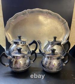 VINTAGE Coffee/Tea Set Of TRAY & 4 Pc Tea/coffee/Milk Pots, Sugar Bowl USSR Set