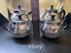 VINTAGE Coffee/Tea Set Of TRAY & 4 Pc Tea/coffee/Milk Pots, Sugar Bowl USSR Set