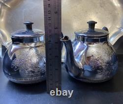 VINTAGE Coffee/Tea Set Of TRAY & 4 Pc Tea/coffee/Milk Pots, Sugar Bowl USSR Set