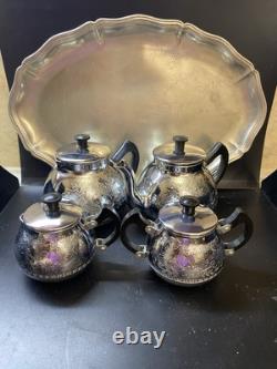 VINTAGE Coffee/Tea Set Of TRAY & 4 Pc Tea/coffee/Milk Pots, Sugar Bowl USSR Set