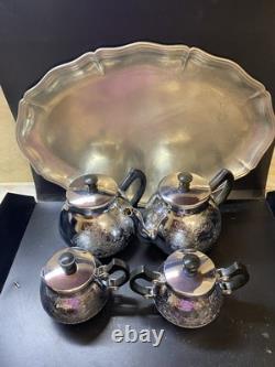 VINTAGE Coffee/Tea Set Of TRAY & 4 Pc Tea/coffee/Milk Pots, Sugar Bowl USSR Set