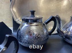 VINTAGE Coffee/Tea Set Of TRAY & 4 Pc Tea/coffee/Milk Pots, Sugar Bowl USSR Set
