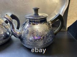 VINTAGE Coffee/Tea Set Of TRAY & 4 Pc Tea/coffee/Milk Pots, Sugar Bowl USSR Set
