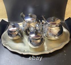 VINTAGE Coffee/Tea Set Of TRAY & 4 Pc Tea/coffee/Milk Pots, Sugar Bowl USSR Set