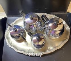 VINTAGE Coffee/Tea Set Of TRAY & 4 Pc Tea/coffee/Milk Pots, Sugar Bowl USSR Set