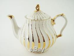 VINTAGE SADLER Gold Swirl & Beige Porcelain Teapot Made in England NO CHIPS