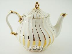 VINTAGE SADLER Gold Swirl & Beige Porcelain Teapot Made in England NO CHIPS