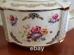 VINTAGE SADLER OVAL TEAPOT WithCREAM & SUGAR PINK ROSES & GOLD GILT RARE SET