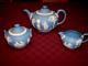 Vintage Wedgwood England Jasperware Tea Set- Teapot Creamer And Sugar Bowl Withlid