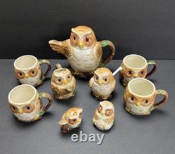 VTG 80s Otagiri Owl Tea Set by Mary Ann Baker 9 Pc Ceramic Teapot, Mugs & More