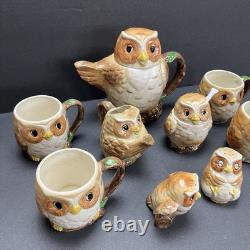 VTG 80s Otagiri Owl Tea Set by Mary Ann Baker 9 Pc Ceramic Teapot, Mugs & More