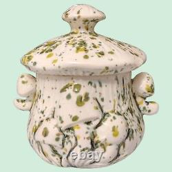 VTG Arnel 3 Piece Teapot Set Green & White Splotchy Mushroom Cap Lids & Design