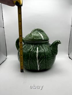 VTG Bordallo Pinheiro Cabbage Ceramic Green Tea Pot Set Vintage Portugal Set 9