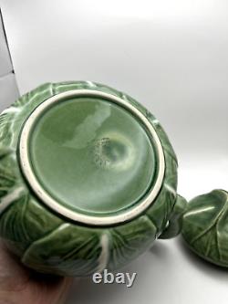 VTG Bordallo Pinheiro Cabbage Ceramic Green Tea Pot Set Vintage Portugal Set 9