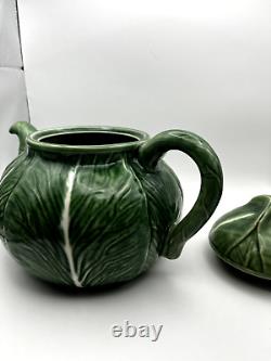 VTG Bordallo Pinheiro Cabbage Ceramic Green Tea Pot Set Vintage Portugal Set 9