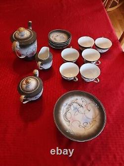 VTG Hadson Japan Moriage Dragonware Tea Service for 6